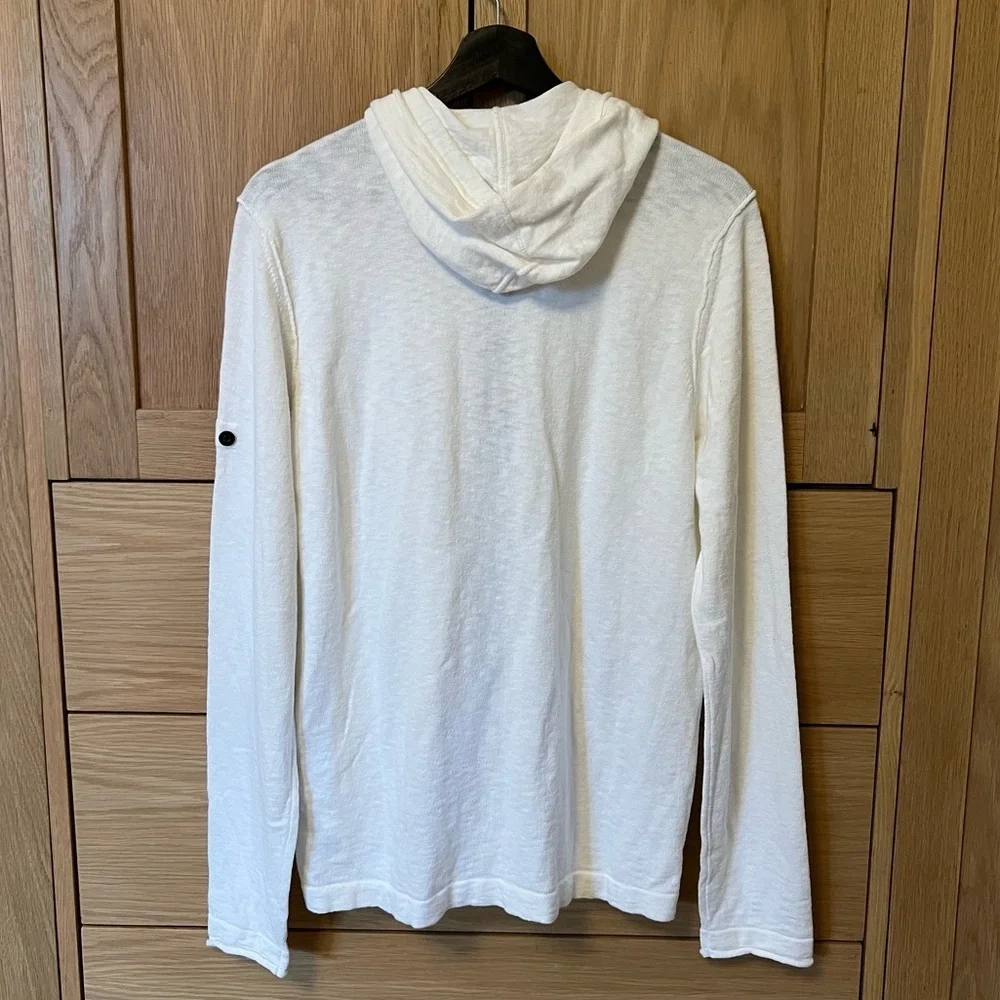 Stone Island Men’s Full Zip Hooded Sweatshirt White Medium Coastal Beach Travel - Picture 4 of 6